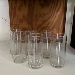 set of 6 12oz flower printed glasses